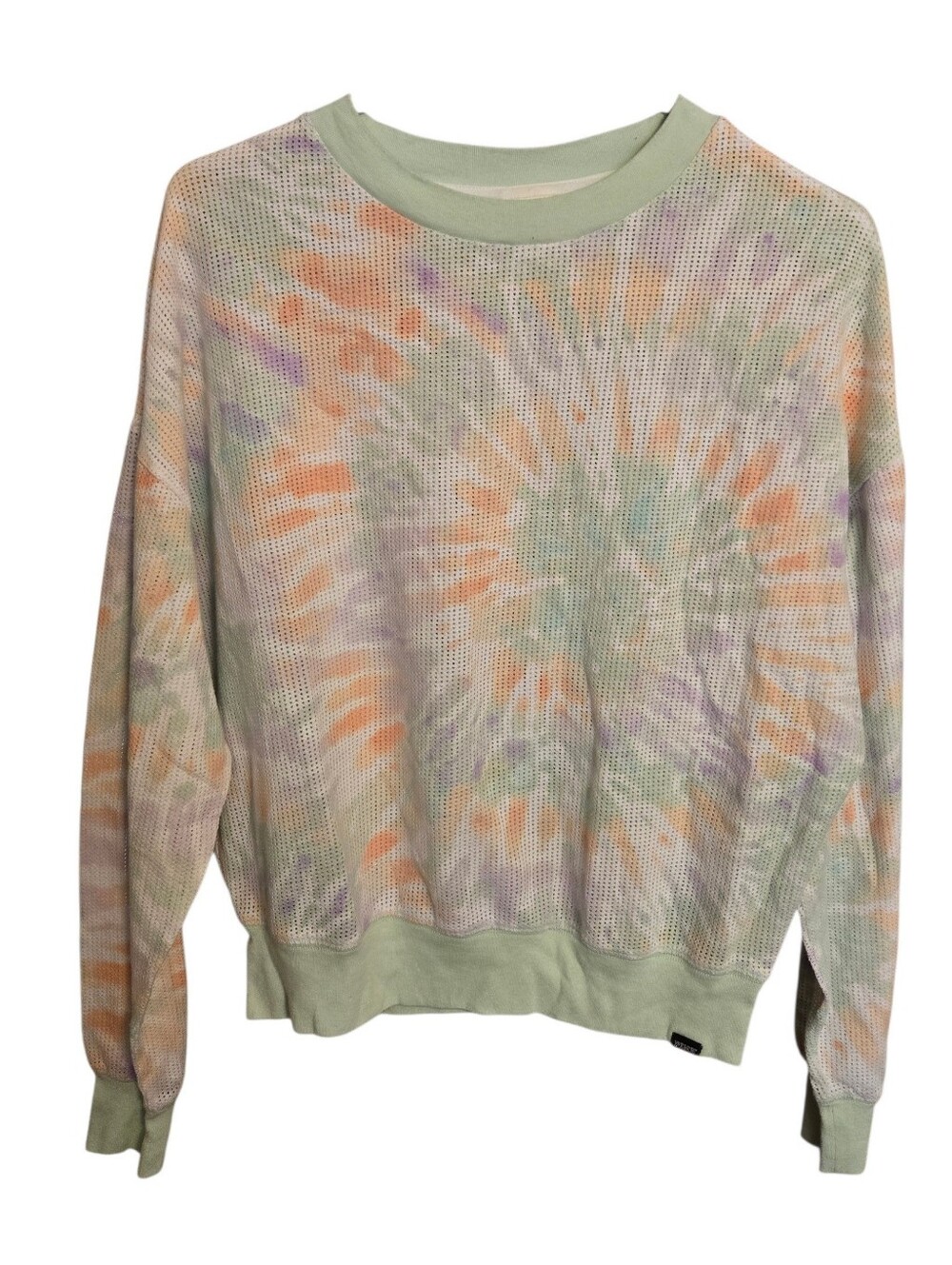 Women’s PINK Victoria Secret Mesh Pastel Tie-Dye Crewneck Sweatshirt Size S